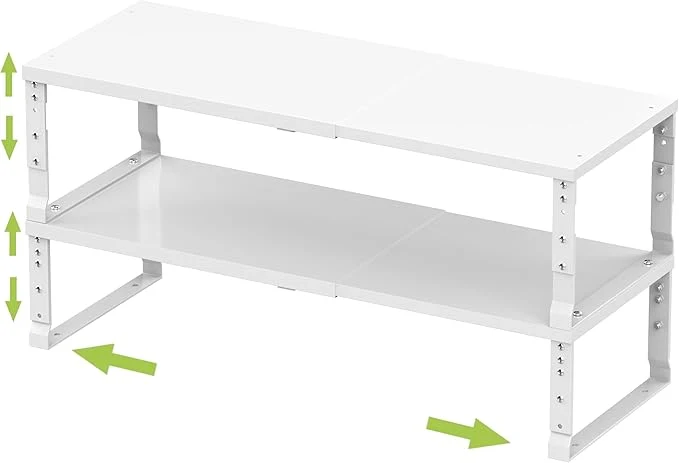 Easy-to-Use Expandable Stackable Spice Rack Organizer for Kitchen Cabinet Adjustable Counter Shelf countertop Pantry Cupboard Bathroom Bedroom 2Packs White Medium About ThisOverview Comfortable