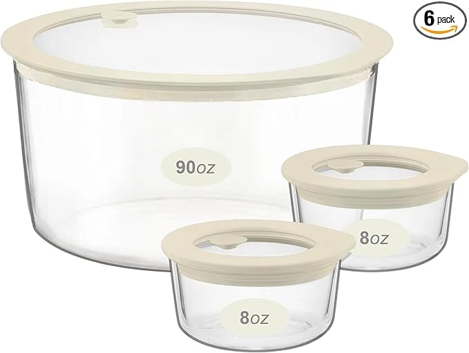 Stylish Urban Green Glass Food Container Set with Glass Lid 3 Pack Meal Prep Smart