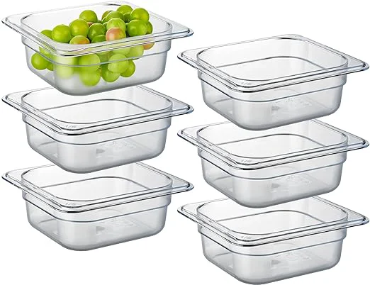Durable CURTA 6-Pack 1 6 Size 2.5 Deep NSF Polycarbonate Food Pans Dishwasher zer Safe Clear Container for Prep Tables Buffet Salad Bar Commercial Home KitchenAbout ThisOverview Prestigious