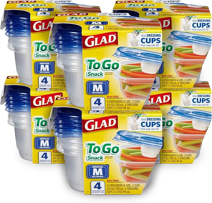 Recyclable GladWare To Go Lunch Food Storage Containers Easy to Use Glad Food Storage Containers Round Food Containers Medium Containers Hold up to 32 Ounces of Food 4 Count Set Pack of 6 About ThisOverview High-End