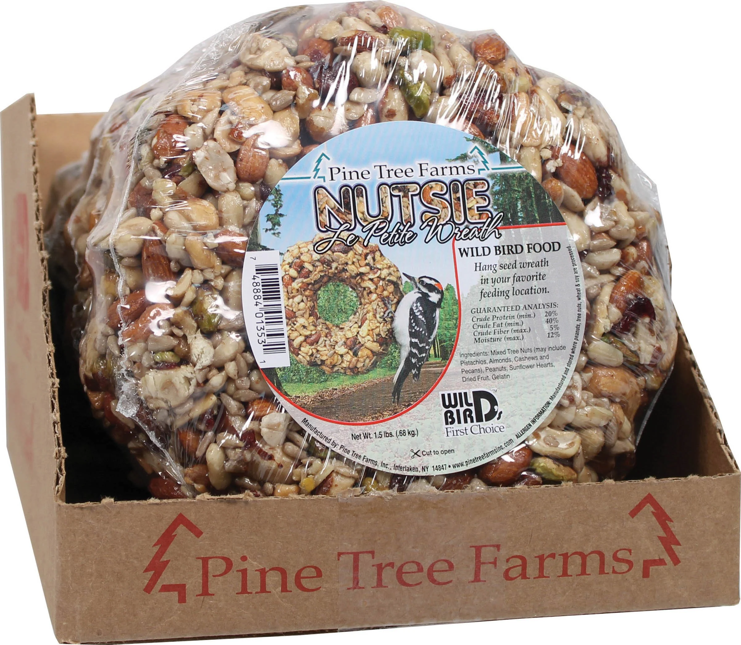 Top-Quality Pine Tree Farms PTF1353 Le Petit Nutsie Wreath 1.5 lbs – Woodpecker Seed Log Genuine