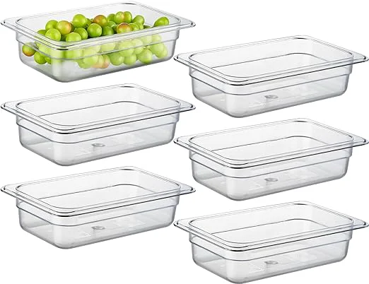 Durable CURTA 6-Pack 1 4 Size 2.5 Deep NSF Polycarbonate Food Pans Dishwasher zer Safe Clear Container for Prep Tables Buffet Salad Bar Commercial Home KitchenAbout ThisOverview Advanced