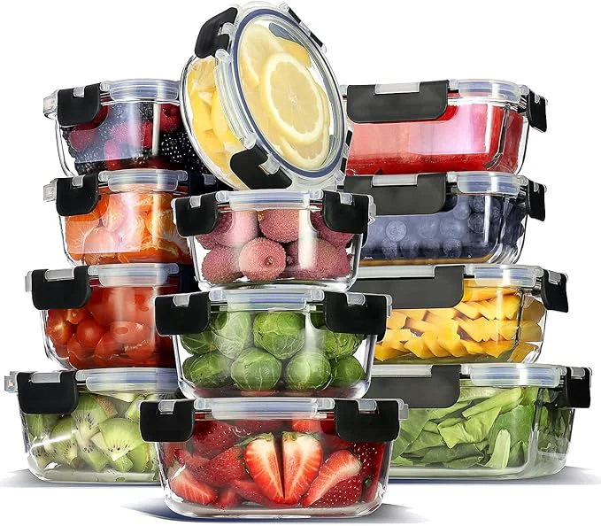 Easy-to-Use EATEX 24pc Glass Storage Containers with Lids 12 Set Glass Food Storage Containers with 12 Airtight Lids Pantry Kitchen Meal Prep Containers for Lunch zer Storage Containers Jet BlackAbout ThisOverview Carefully Designed