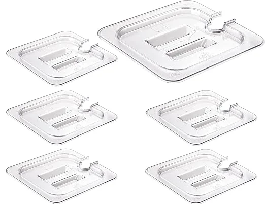 Secure CURTA 6 Pack NSF Notched Food Pan Cover 1 6 Size Clear Polycarbonate Lid with Handle for Commercial Food Pan Dishwasher zer Safe Plastic ClearAbout ThisOverview Reusable