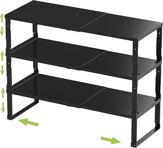 Traditional Expandable Stackable Spice Rack Organizer for Kitchen Cabinet Adjustable Counter Shelf countertop Pantry Cupboard Bathroom Bedroom 3Packs Black Large About ThisOverview Expertly Made