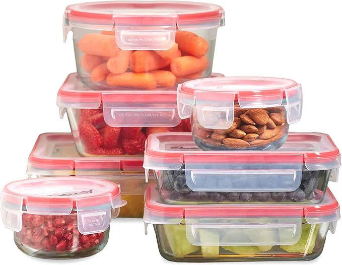 Flexible Pyrex Freshlock 7-Pack Glass Food Storage Containers Set 1 2 4 Cups Airtight Leakproof Plastic Locking Lids BPA- Meal Prep Containers Set zer Dishwasher Microwave SafeAbout ThisOverview Stylish