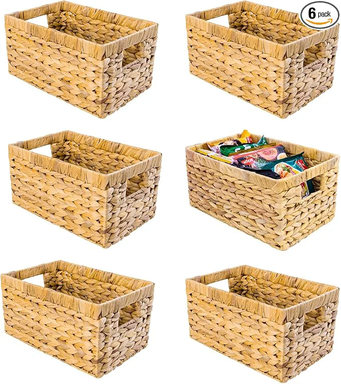 Trusted Set of 6 Wicker Storage Basket Water Hyacinth Storage Baskets Wicker Storage Baskets for Shelves Wicker Baskets for Storage Woven Baskets For Storage 6 Packs Medium About ThisOverview Luxury