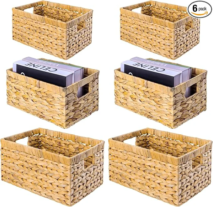 Advanced Set of 6 Wicker Storage Basket Water Hyacinth Storage Baskets Wicker Storage Baskets for Shelves Combo 2 Sets SML About ThisOverview Recyclable