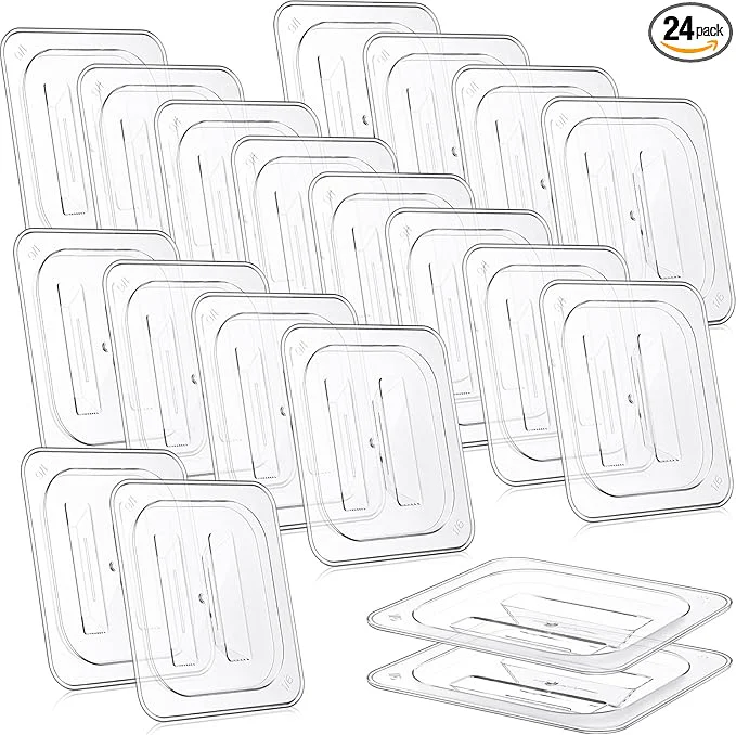 Advanced Hoolerry 24 Pcs Food Pan Lid with Handle Polycarbonate 1 6 Size Hotel Pan Cover Clear Lid for Restaurant Commercial Food Container and StorageAbout ThisOverview Fine