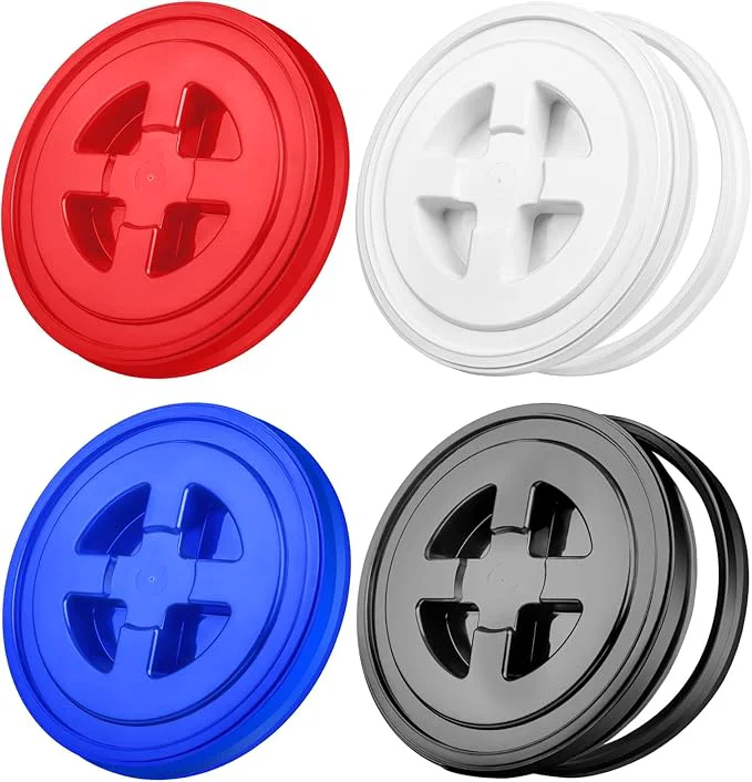 Aodaer 4 Pieces Seal Lid 5 Gallon Bucket Twist Lid Food Storage Container Lid Reusable Plastic Seal Lid Food Storage Container Lids Mixed ColorsAbout ThisOverview Proven