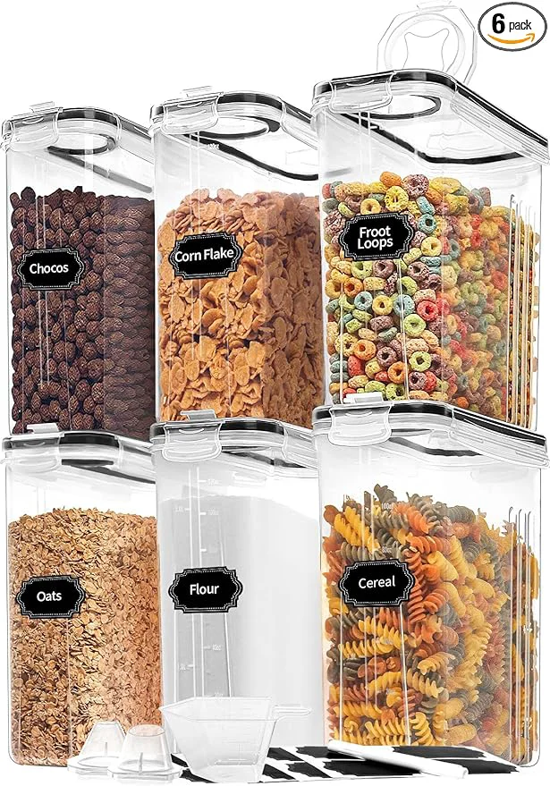 Flexible Skroam Ce Containers Storage of 6 4L 135.2 oz Airtight Food Storage Containers with Lids Plastic Ce Dispensers for Kitchen Pantry Organizers and Storage Measuring Cup 20 LabelsAbout ThisOverview Versatile