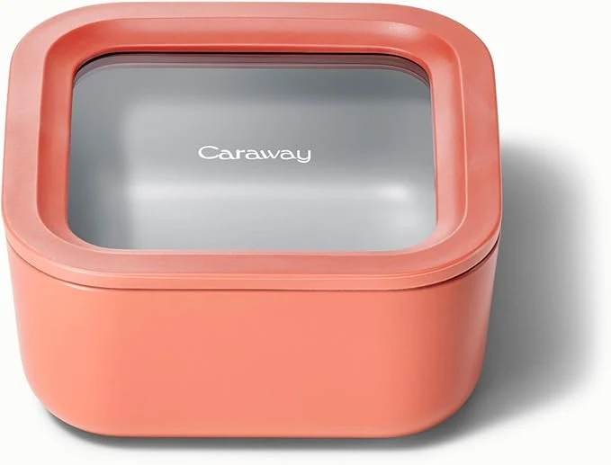 Expertly Made Caraway Glass Food Storage - 4.4 Cup Glass Container - Ceramic Coated Food Container - Non Toxic Non Stick Lunch Box Container with Lids - Dishwasher Oven Microwave Safe - PerracottaAbout ThisOverview Quality