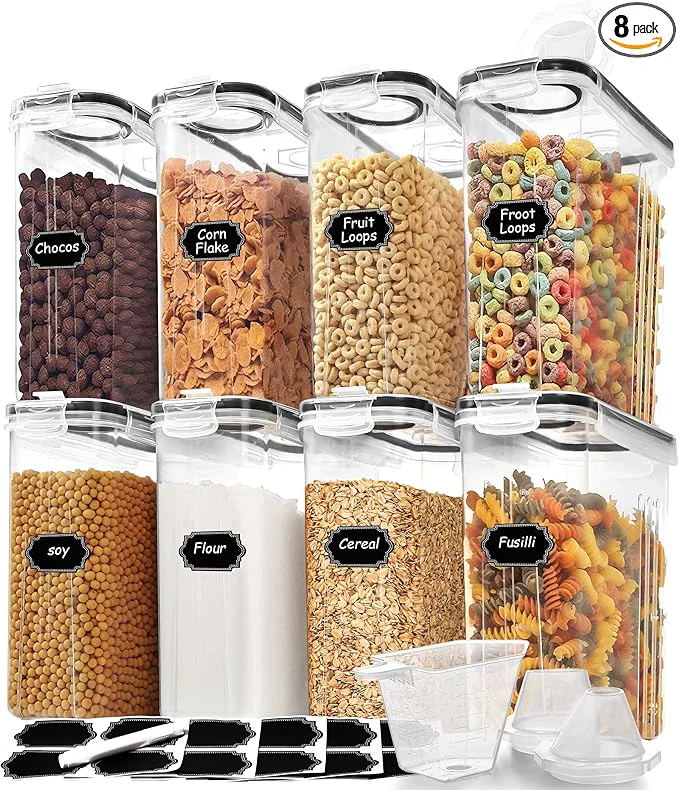Durable Skroam 8PCS Ce Containers Storage 4L 135.2 oz Airtight Food Storage Containers with Pour Spout for Kitchen Pantry Organization Storage Plastic Ce Dispensers Measuring Cup 20 LabelsAbout ThisOverview Excellent