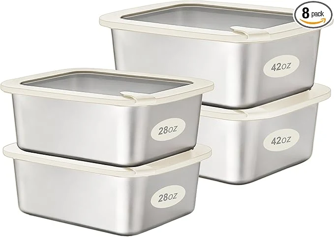Consistent Stainless Steel Food Containers with Glass Lid Airtight Leakproof Sta Exceptional