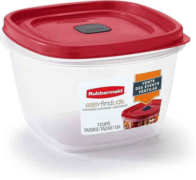 Authentic Rubbermaid Easy Find Vented Lid Food Storage Containers 7-Cup RedAbout ThisOverview Smooth