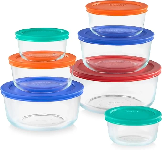 Pyrex Simply Store 7-Pack Glass Food Storage Containers Set 1 2 4 7 Cup Meal Prep Containers With Plastic BPA- Lids Dishwasher Microwave SafeAbout ThisOverview Comfortable