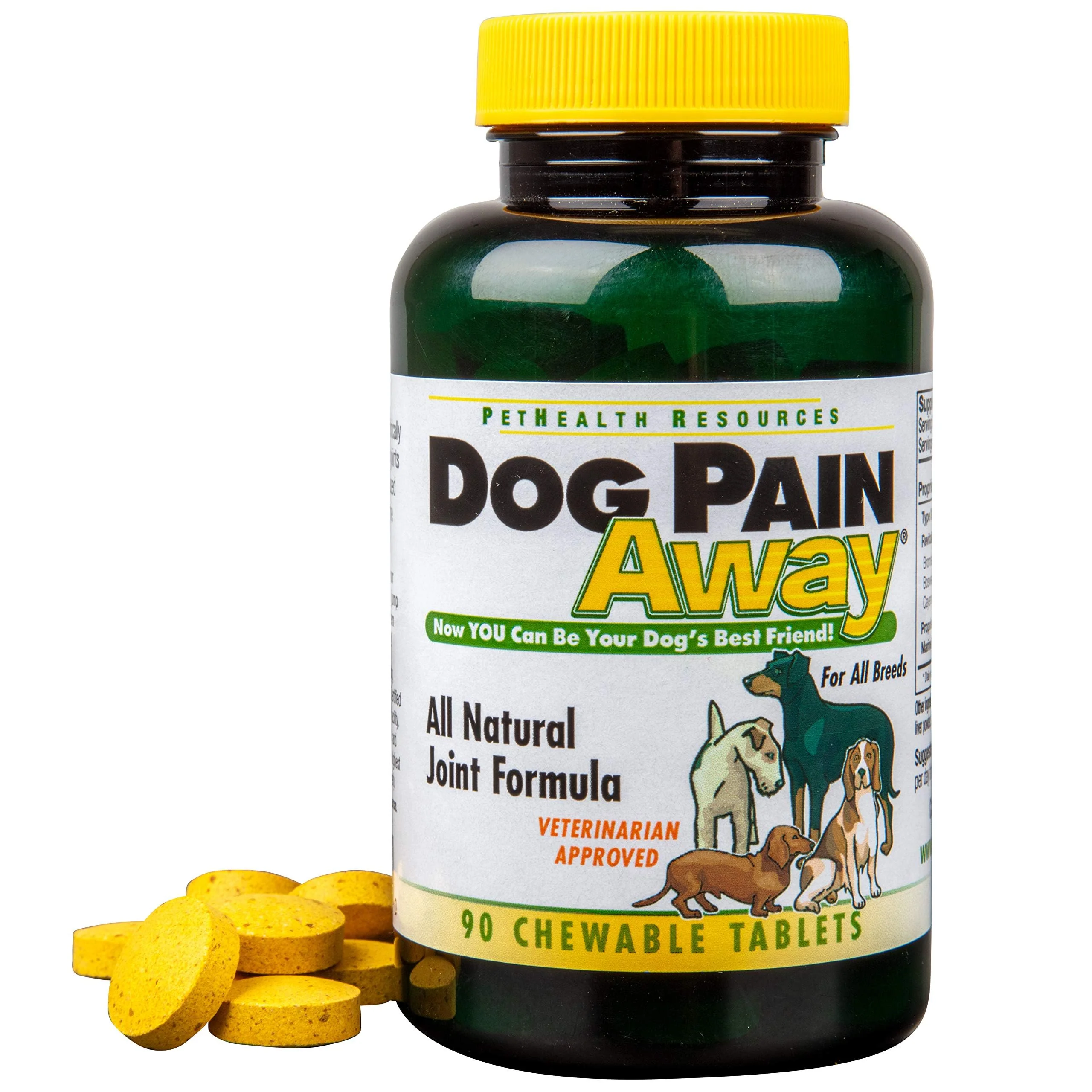 Comfortable Dog Pain Away - All-Natural Joint Support for Dogs 90 Chewable Tablets Clean