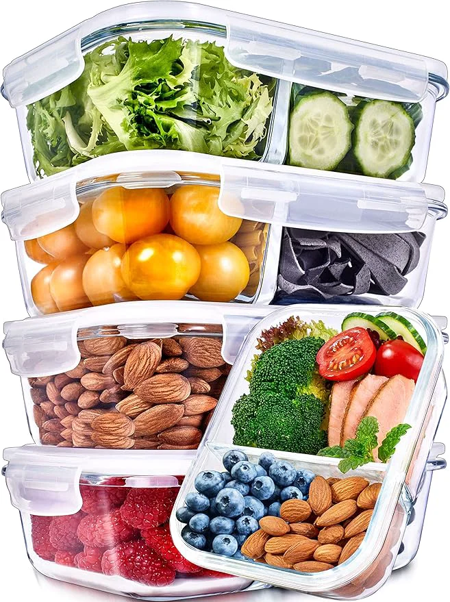 Proven Prep Naturals 36oz Glass Meal Prep Containers - Airtight Glass Food Storage Containers with Lids - Dishwasher Microwave Oven Safe Meal Prep Bowls - Pack of 5 36 Oz 2-Compartment ClearAbout ThisOverview Lightweight