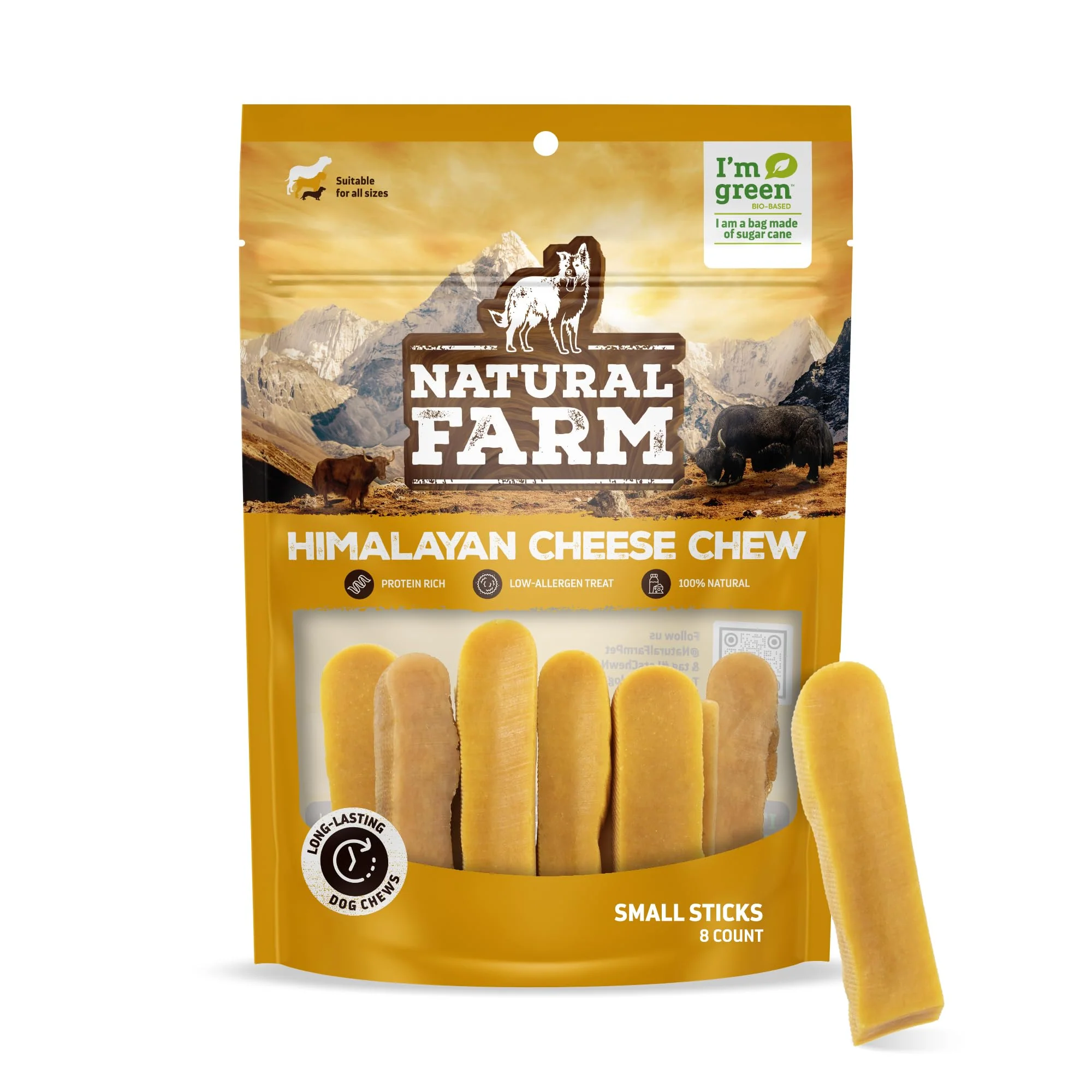 Relaxed Natural Farm Himalayan Yak Cheese Chews — Protein-Rich Lactose Gluten Small 8 Pack Luxury