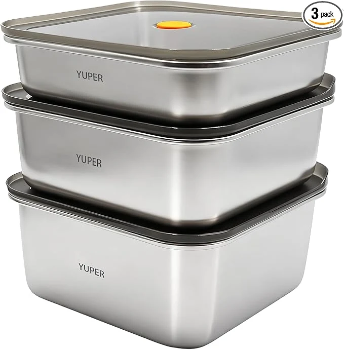 Clean YUPER Stainless Steel Food Storage Containers Meal Prep Container Sets with Lids BPA Leak Proof Airtight Microwave Dishwasher Fridge zer Oven Safe 3 Pack 40 67 88OZ About ThisOverview Pure