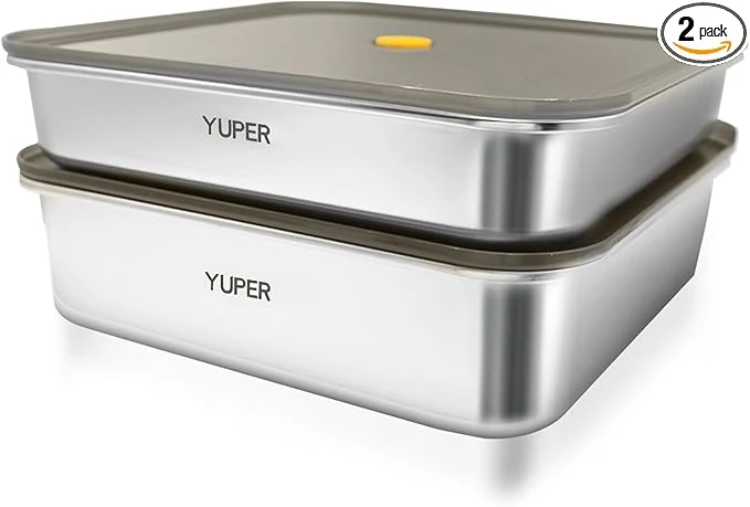 Trendy YUPER Stainless Steel Food Containers Meal Prep Containers Bacon Cheese Container for Refrigerator Stainless Steel Containers with Lids Fruit Lunch Storage 2 Pack 84 125OZ About ThisOverview Relaxed