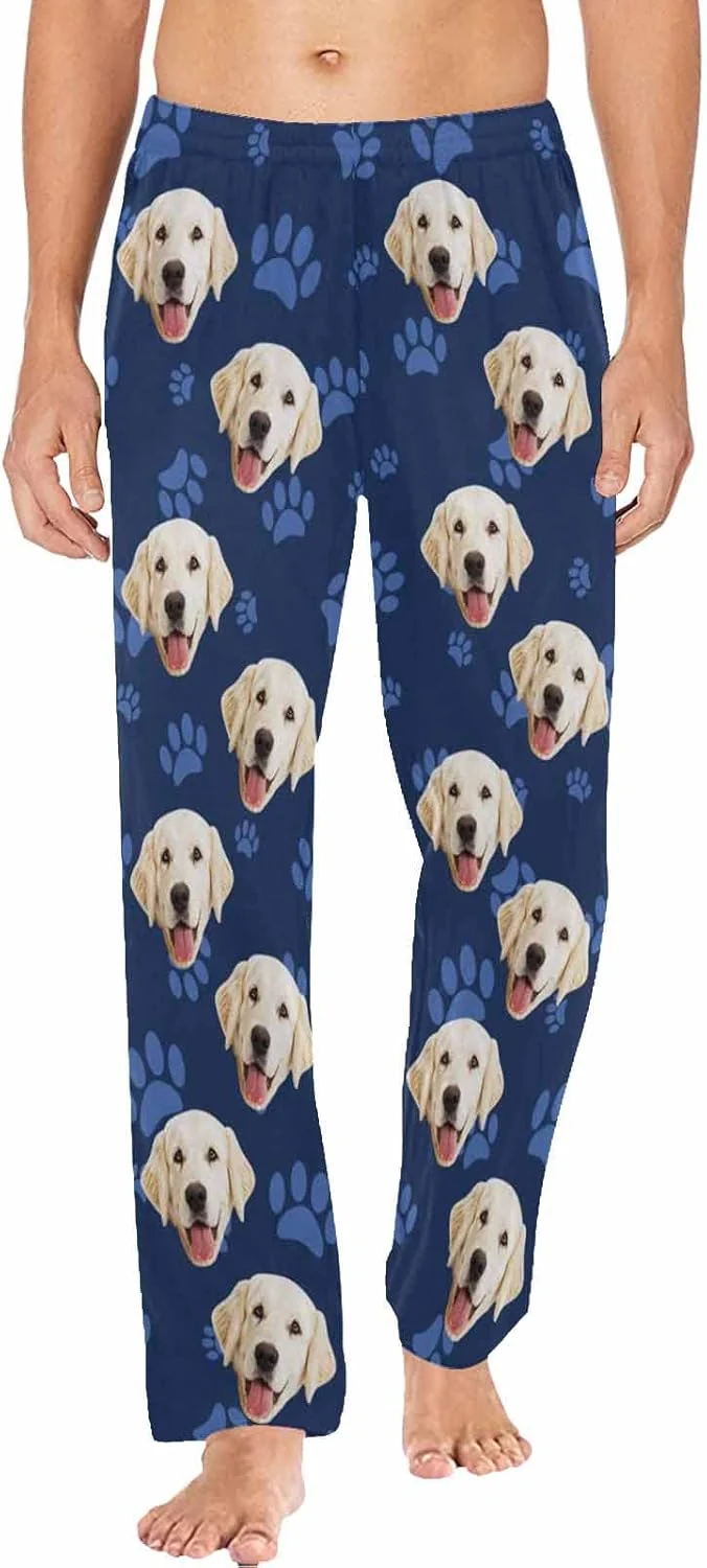 World-Class MyPupSocks Customized Face Pajamas Pants Photo Pajama Bottoms for Men S-XXL Solid
