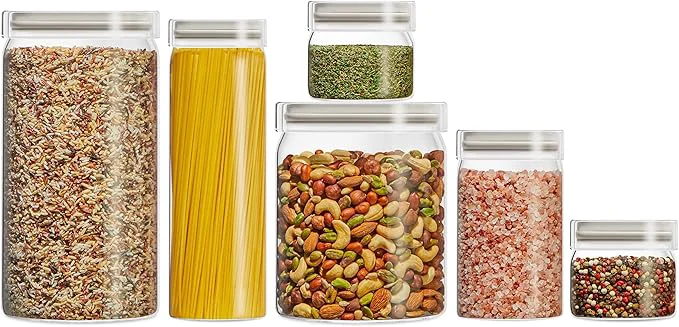 Soft Pyrex 6-Pack Glass Canister Set - Dry Food Storage Containers with Lids for Kitchen and Pantry OrganizationAbout ThisOverview Comfortable