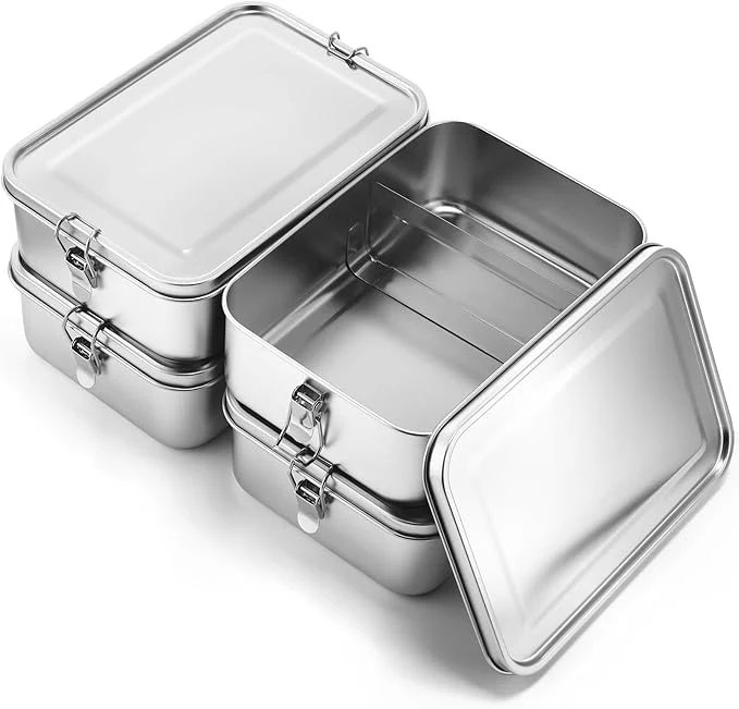Fashionable Umigy 4 Pcs Stainless Steel Food Containers 2400ml Metal Bento Lunch Box Stainless Steel Food Storage Containers Lockable Clips to Leak Proof Reusable Dishwasher Snack Boxes for WorkAbout ThisOverview Quality
