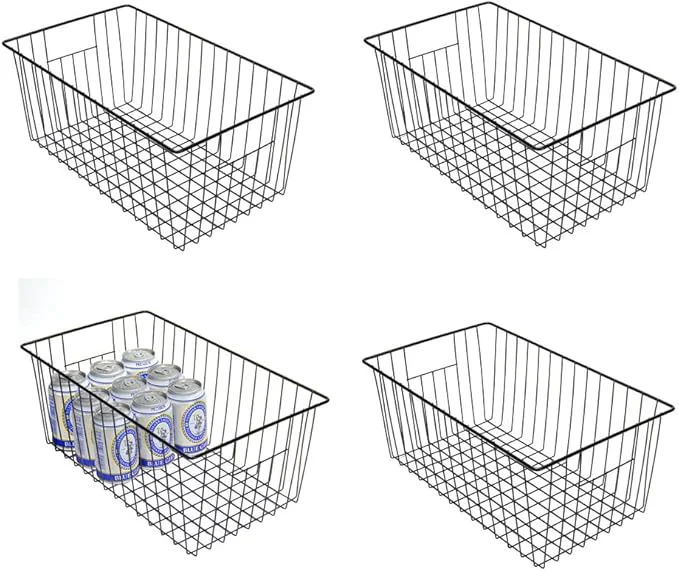 Crafted 16inch zer Wire Storage Organizer Baskets Household Refrigerator Bin with Built-in Handles for Cabinet Pantry Closet Bedroom Black 4packAbout ThisOverview Consistent
