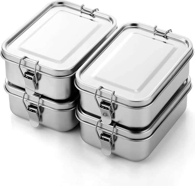 Classic Umigy 4 Pcs Stainless Steel Food Containers Metal Bento Lunch Box Stainless Steel Food Storage Containers Lockable Clips to Leak Proof Reusable Dishwasher Snack Boxes for Work 850ml About ThisOverview Enhanced