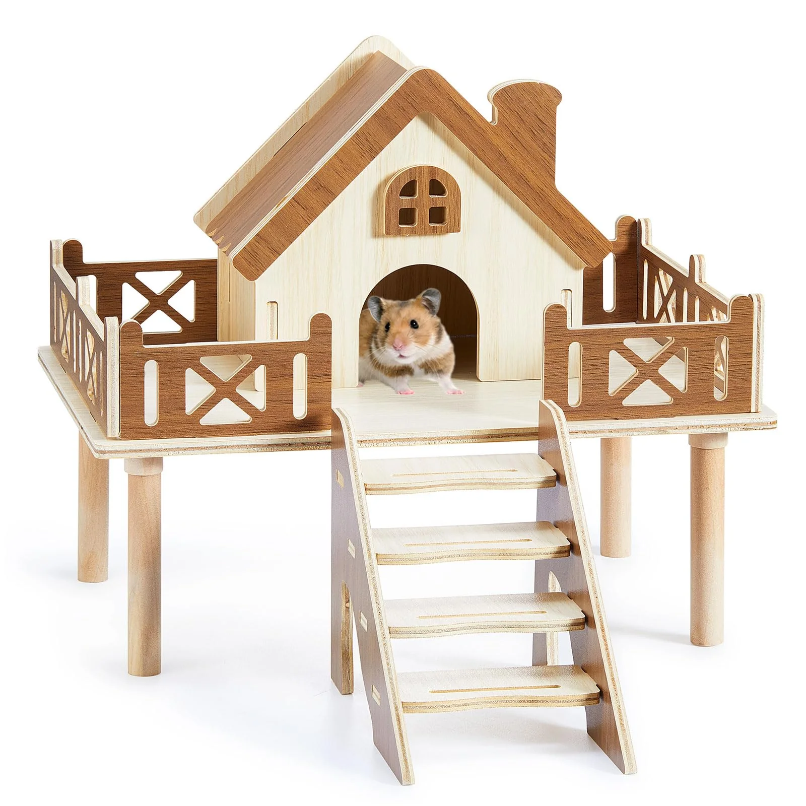Artisan Jevnd Wooden Hamster Platform House – Space-Saving Cage Accessory Elite