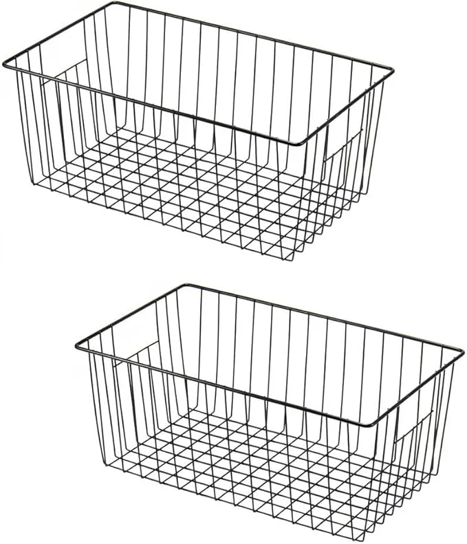 Unique 16 L x 12 W Wider zer Storage Organizer Baskets Container Deep Metal Wire Chest Upright Refrigerator Divider Bins with Built-in Handles for Cabinet Pantry Closet Kitchen BlackAbout ThisOverview Original Design