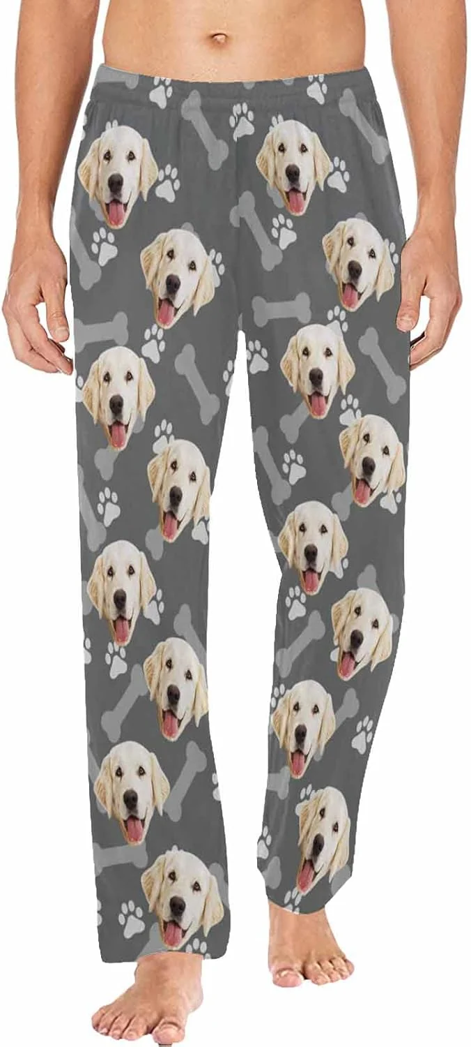 Luxury MyPupSocks Customized Face Pajamas Pants Photo Pajama Bottoms for Men S-XXL Elegant
