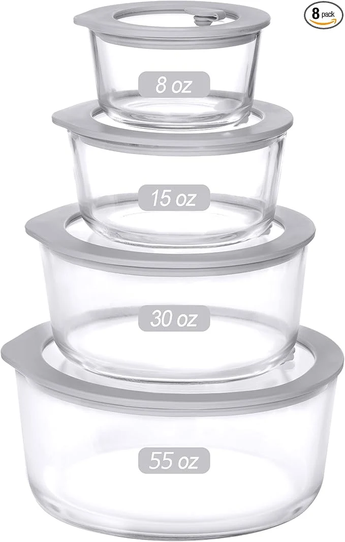 Expertly Made Glass Food Containers with Glass Lid Microwave Safe Food Storage Container Large 4 Pack Round Shape Food Containers with Lids Meal Prep containers with Leak Proof Lid.About ThisOverview Premium Material