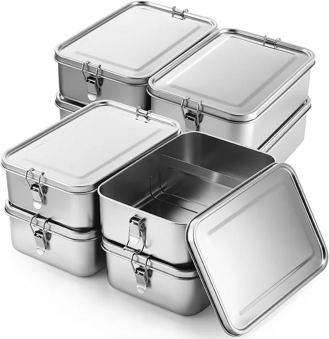 Detailed Umigy 8 Pcs Stainless Steel Food Containers 1400ml Metal Bento Lunch Box Stainless Steel Food Storage Containers Lockable Clips to Leak Proof Reusable Dishwasher Snack Boxes for WorkAbout ThisOverview Practical