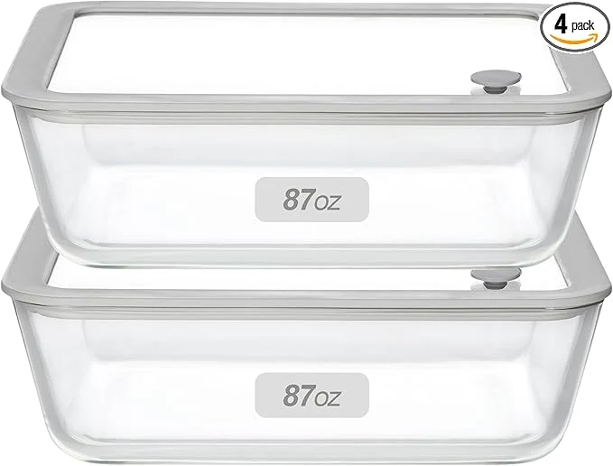 Convenient Glass Food Containers with Glass Lid Microwave Safe Food Storage Container Set 2 Pack of 87oz Large Size Airtight Storage Set with Leak Proof Lids Meal Prep ContainersAbout ThisOverview Superior