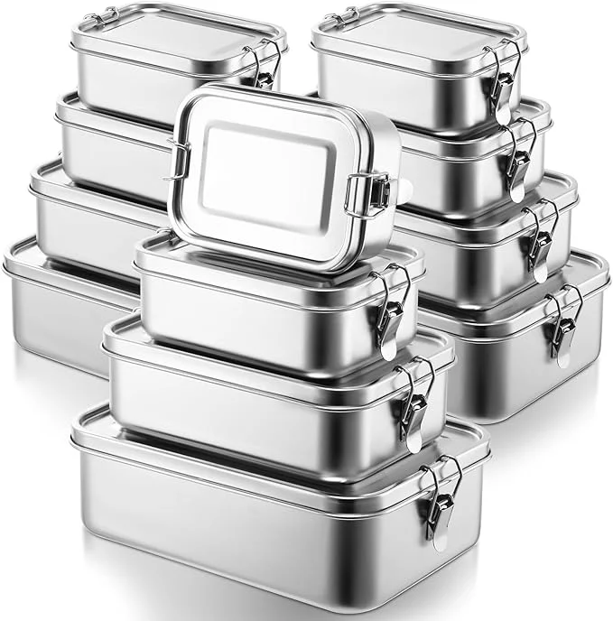 Prestigious Umigy 12 Pcs Stainless Steel Food Containers 550 850 1400 2400 ml Metal Bento Lunch Box Stainless Steel Food Storage Containers Lockable Clips to Leak Proof Reusable Dishwasher Snack Boxes for WorkAbout ThisOverview Official