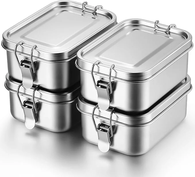 Expertly Made Umigy 4 Pcs Stainless Steel Food Containers Metal Bento Lunch Box Stainless Steel Food Storage Containers Lockable Clips to Leak Proof Reusable Dishwasher Snack Boxes for Work 550ml About ThisOverview Lightweight