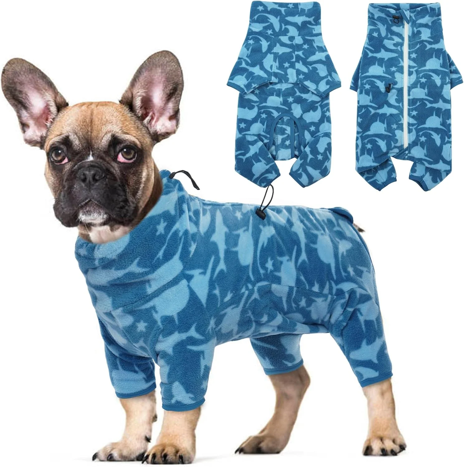 Elite ROZKITCH Dog Thermals Winter Coat Soft Fleece Pullover Pajamas Pet Windproof Warm Cold Weather Jacket Vest with Luminous Zipper Jumpsuit Apparel Outfit Clothes for Small Dog Shark 2XS Natural