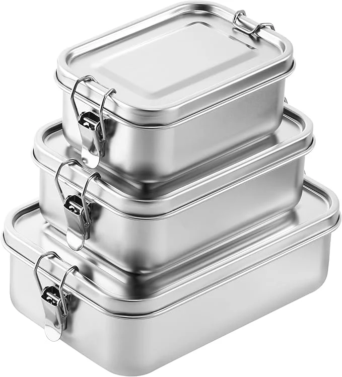 Premium Umigy 3 Pcs Stainless Steel Food Containers 850 1400 2400 ml Metal Bento Lunch Box Stainless Steel Food Storage Containers Lockable Clips to Leak Proof Reusable Dishwasher Snack Boxes for WorkAbout ThisOverview Fine