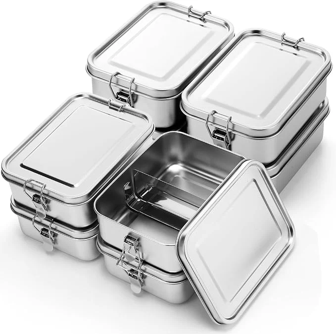 Umigy 8 Pcs Stainless Steel Food Containers 1200ml Metal Bento Lunch Box Stainless Steel Food Storage Containers Lockable Clips to Leak Proof Reusable Dishwasher Snack Boxes for WorkAbout ThisOverview Top-Quality