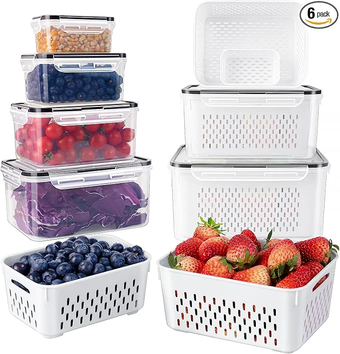 Carefully Designed Freshmage Fruit Storage Containers for Fridge with Removable Colander Airtight Food Storage Container Dishwasher Safe Produce Saver for Refrigerator Keep Berry Fruit Fresh Longer 6 pcs Large ClearAbout ThisOverview Fine