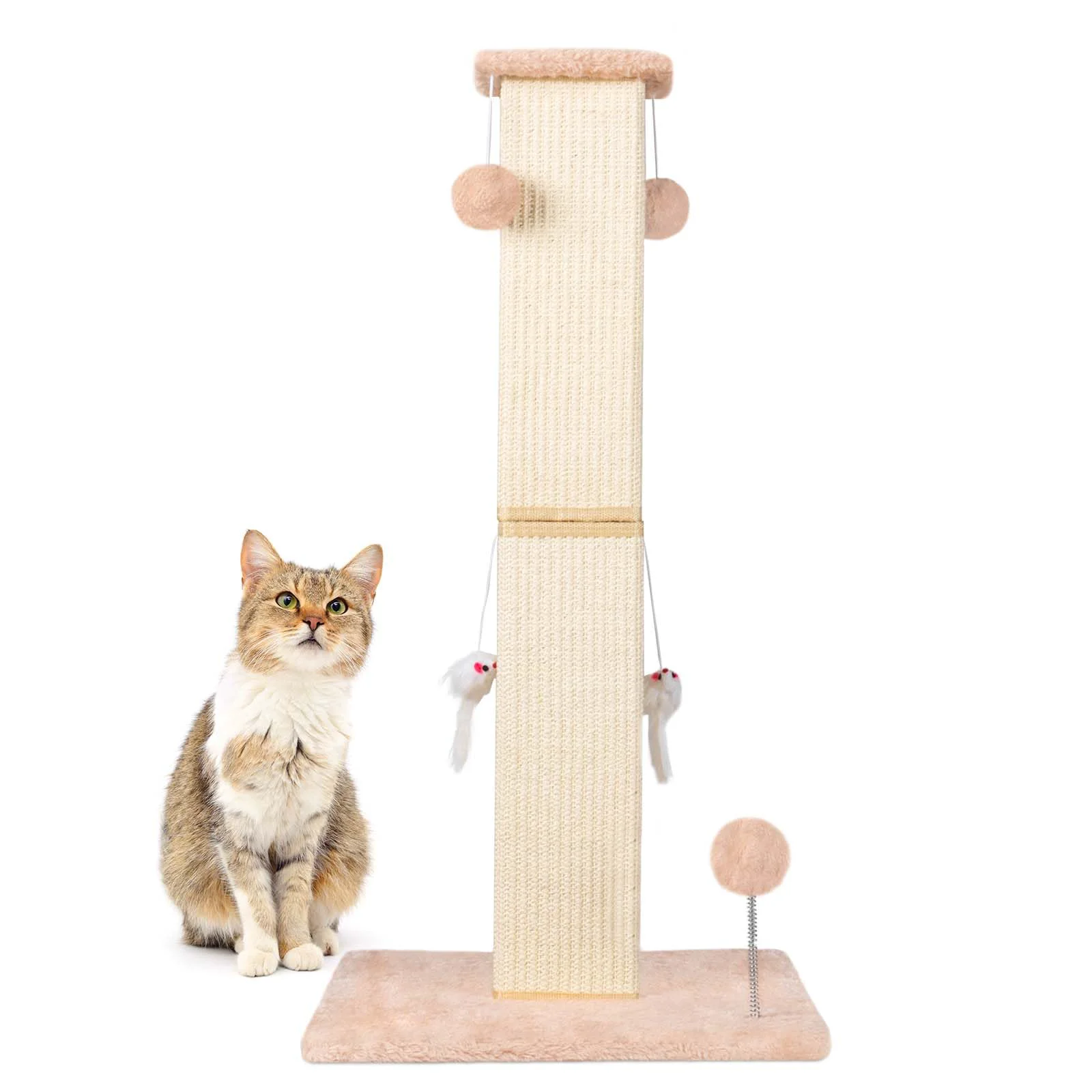 ANWA 32-Inch Large Cat Scratching Post with Dangling Toys — Premium Sisal for Indoor Cats Exclusive