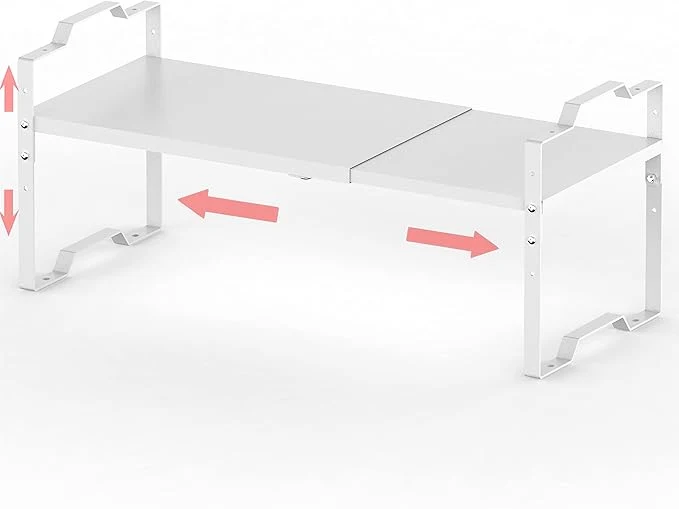 User-Friendly Expandable Shelf for Cabinet Organizer Adjustable Stackable Spice Rack at Kitchen and Bathroom More Counter Countertop Cupboard Organization Pantry Storage LARGE 1PACK WHITE About ThisOverview Premium