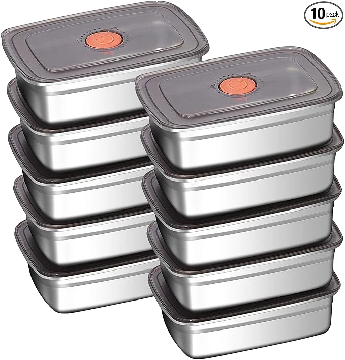 Advanced 10 Pack 37oz Stainless Steel Food Storage Containers with Leak-Proof Lids Stackable Meal Prep Lunch Boxes BPA- Dishwasher zer SafeAbout ThisOverview Efficient