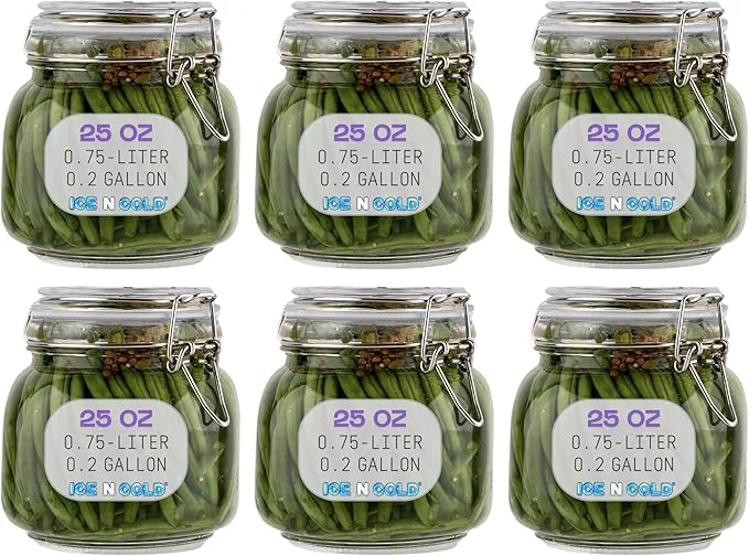 Specialty Airtight Glass Storage Jars with Clamp Lid – Food Storage Containers with Rubber Gasket Seal – Pantry Kitchen Canisters for Dry Goods Coffee Sugar Pasta – 0.4L to 4L Sizes 6 25oz 0.75L About ThisOverview Natural