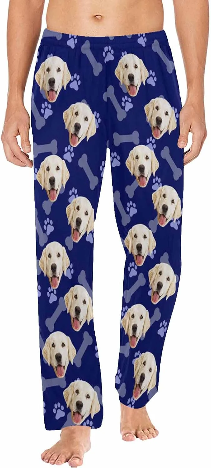 Practical MyPupSocks Customized Face Pajamas Pants Photo Pajama Bottoms for Men S-XXL Smooth