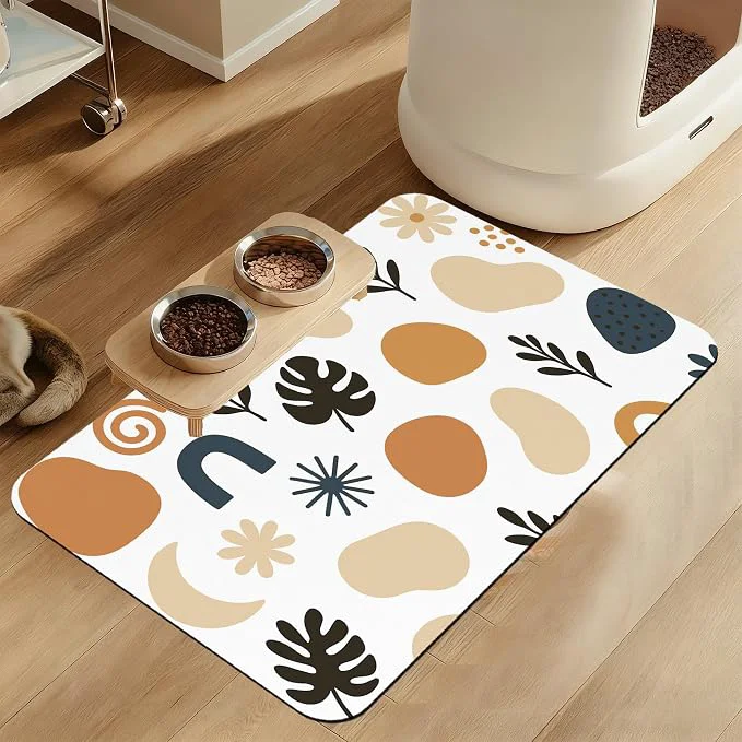 Breathable Boho Style Dog Food Mat–Christmas Stocking Absorbent Quick Dry Feeding Placemat Verified
