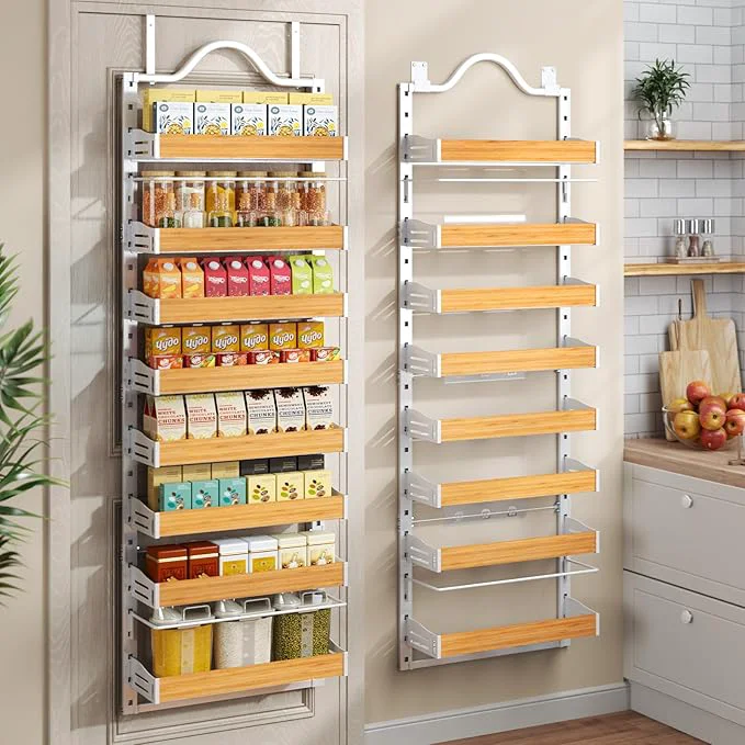 Artisan 8-Tier Spice Rack Wall Mount Heavy-Duty Over the Door Pantry Organizer with Wooden Adjustable Basket 2 IN 1 Wall Mount or Hanging Pantry Door Organizer Door Spice Rack for Home WhiteAbout ThisOverview Trusted