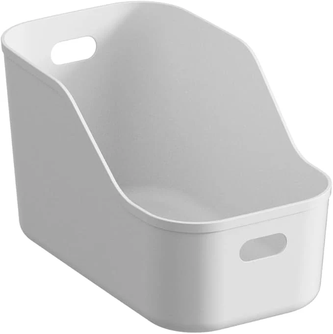 User-Friendly White Plastic Bins Storage Organizers - Pantry Baskets Bins for Shelves Organizer and Storage for Bathroom Bedrooms Kitchens and More - Medium Size 1 Pack About ThisOverview Fashionable